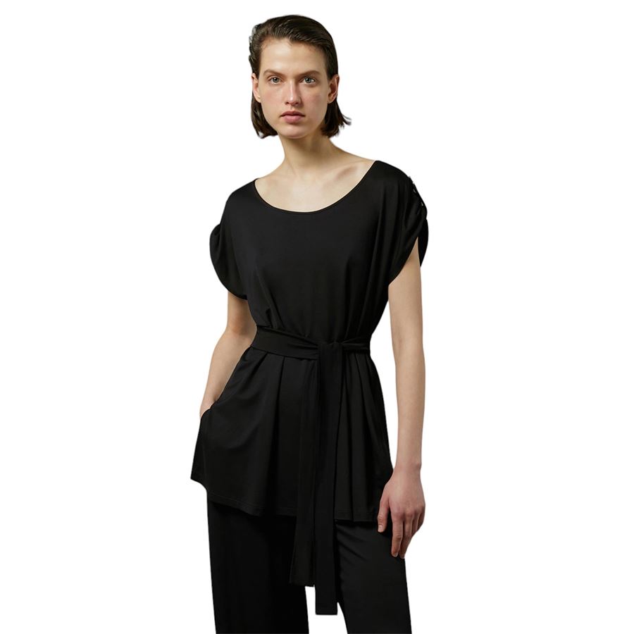 MAFALDA T-SHIRT PIQUET DI VISCOSA STRETCH Penny Black | 2411971046200004